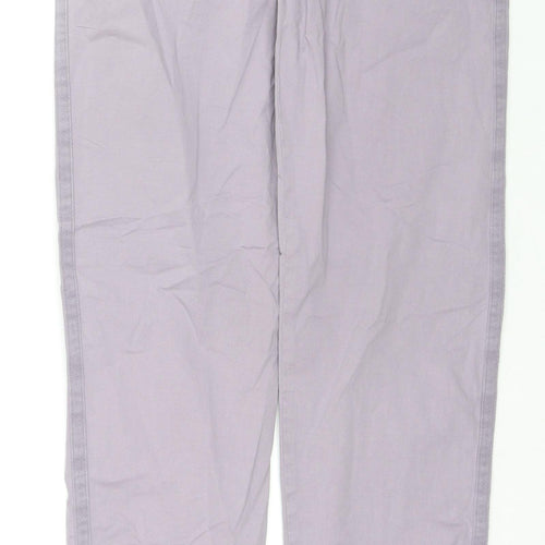 Marks and Spencer Womens Purple Cotton Trousers Size 6 L31 in Regular Zip