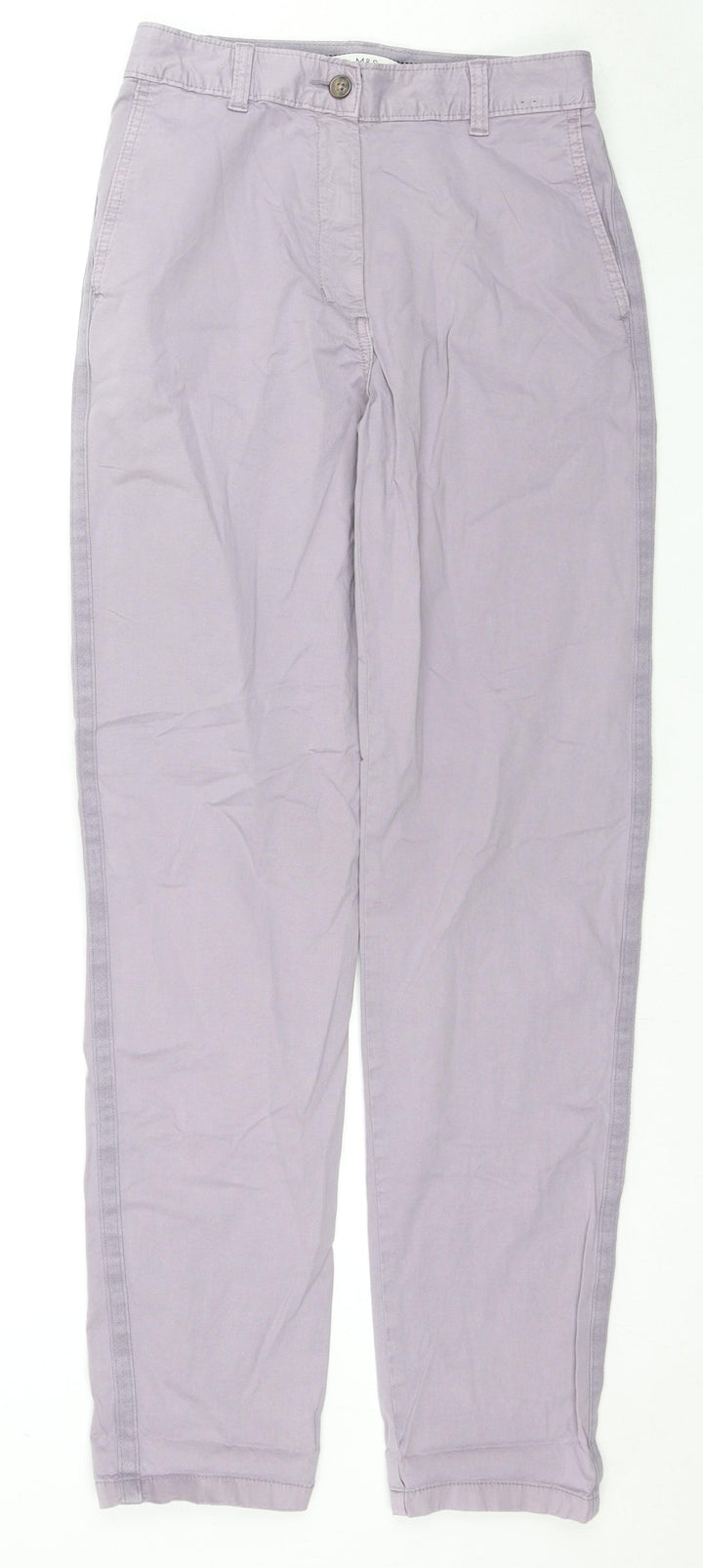 Marks and Spencer Womens Purple Cotton Trousers Size 6 L31 in Regular Zip