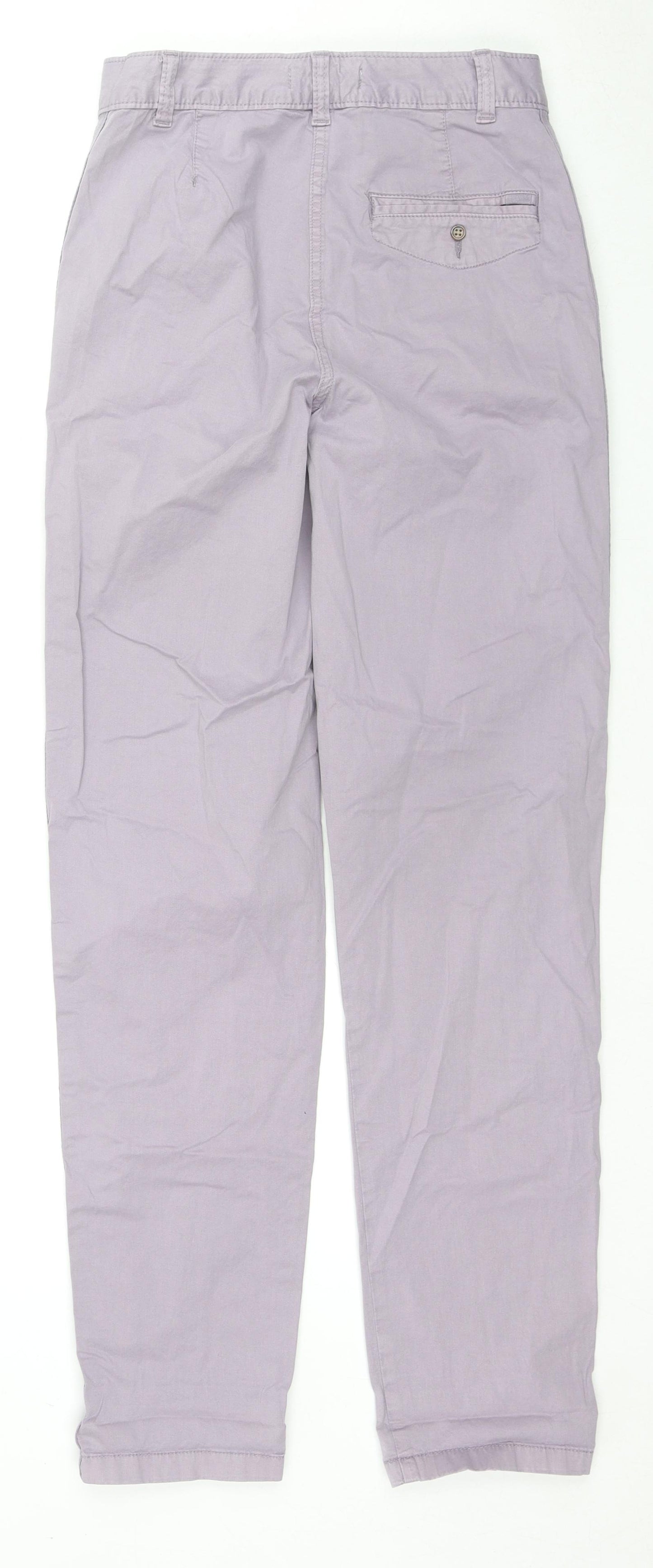 Marks and Spencer Womens Purple Cotton Trousers Size 6 L31 in Regular Zip