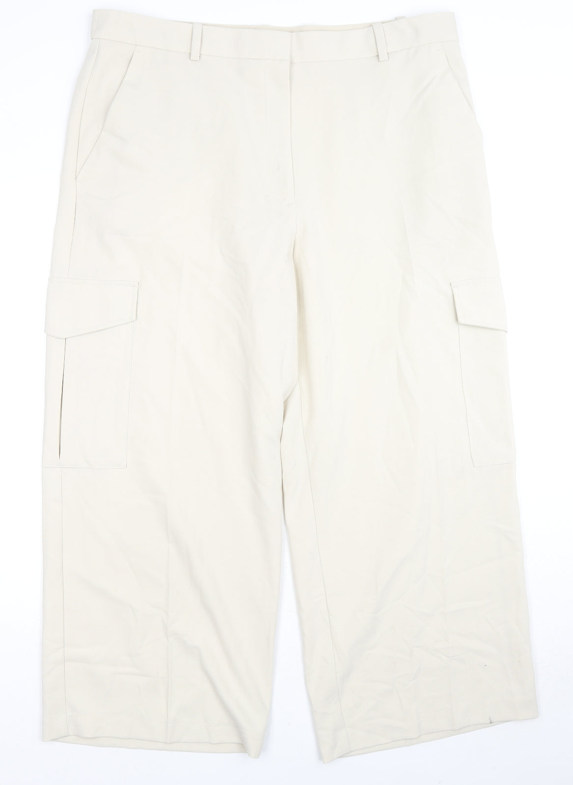 Marks and Spencer Womens Beige Polyester Cargo Trousers Size 20 L27 in Regular Zip