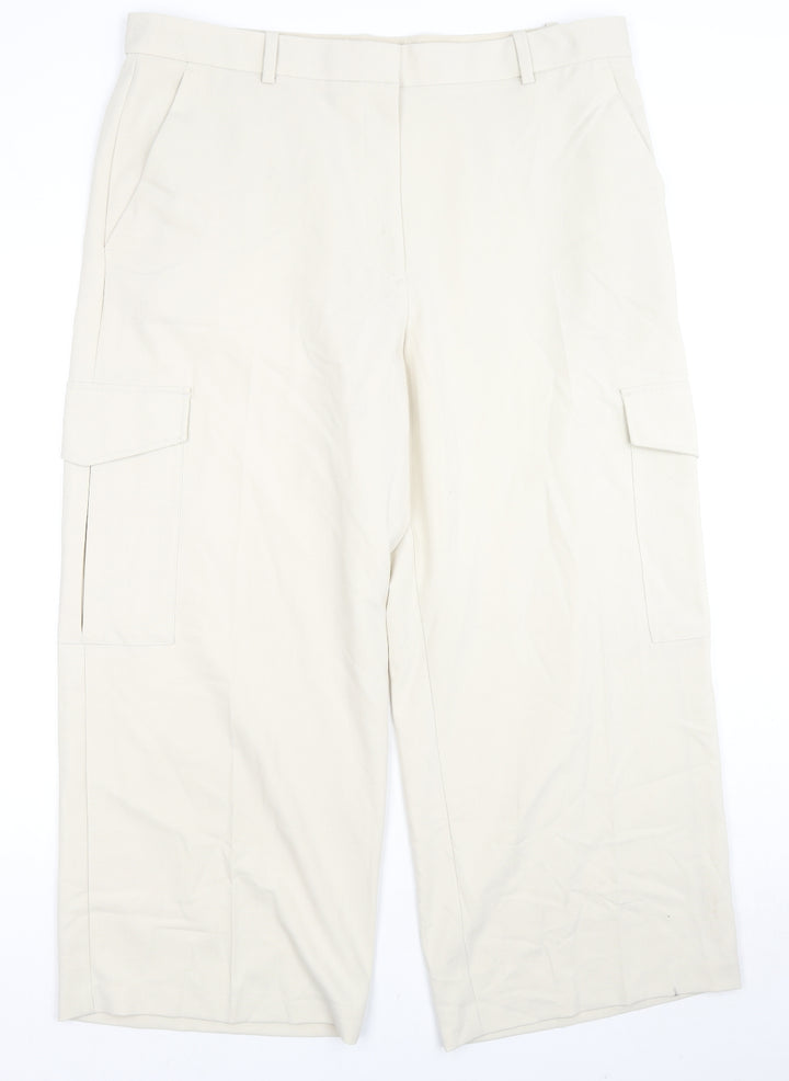 Marks and Spencer Womens Beige Polyester Cargo Trousers Size 20 L27 in Regular Zip