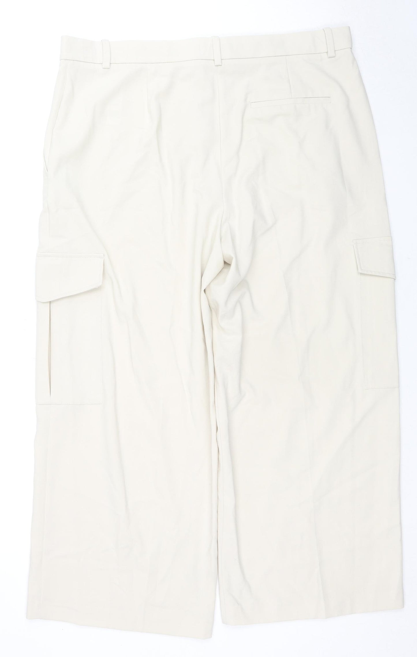 Marks and Spencer Womens Beige Polyester Cargo Trousers Size 20 L27 in Regular Zip