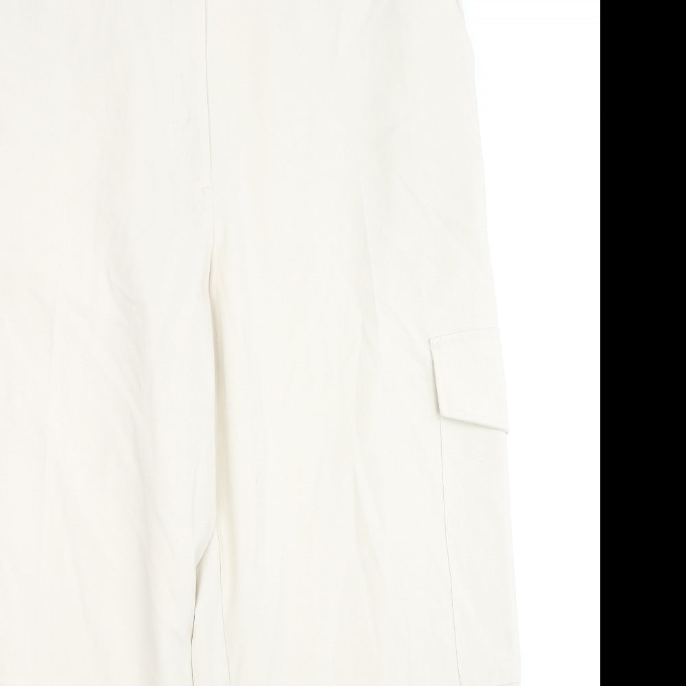 Marks and Spencer Womens Beige Polyester Cargo Trousers Size 20 L27 in Regular Zip