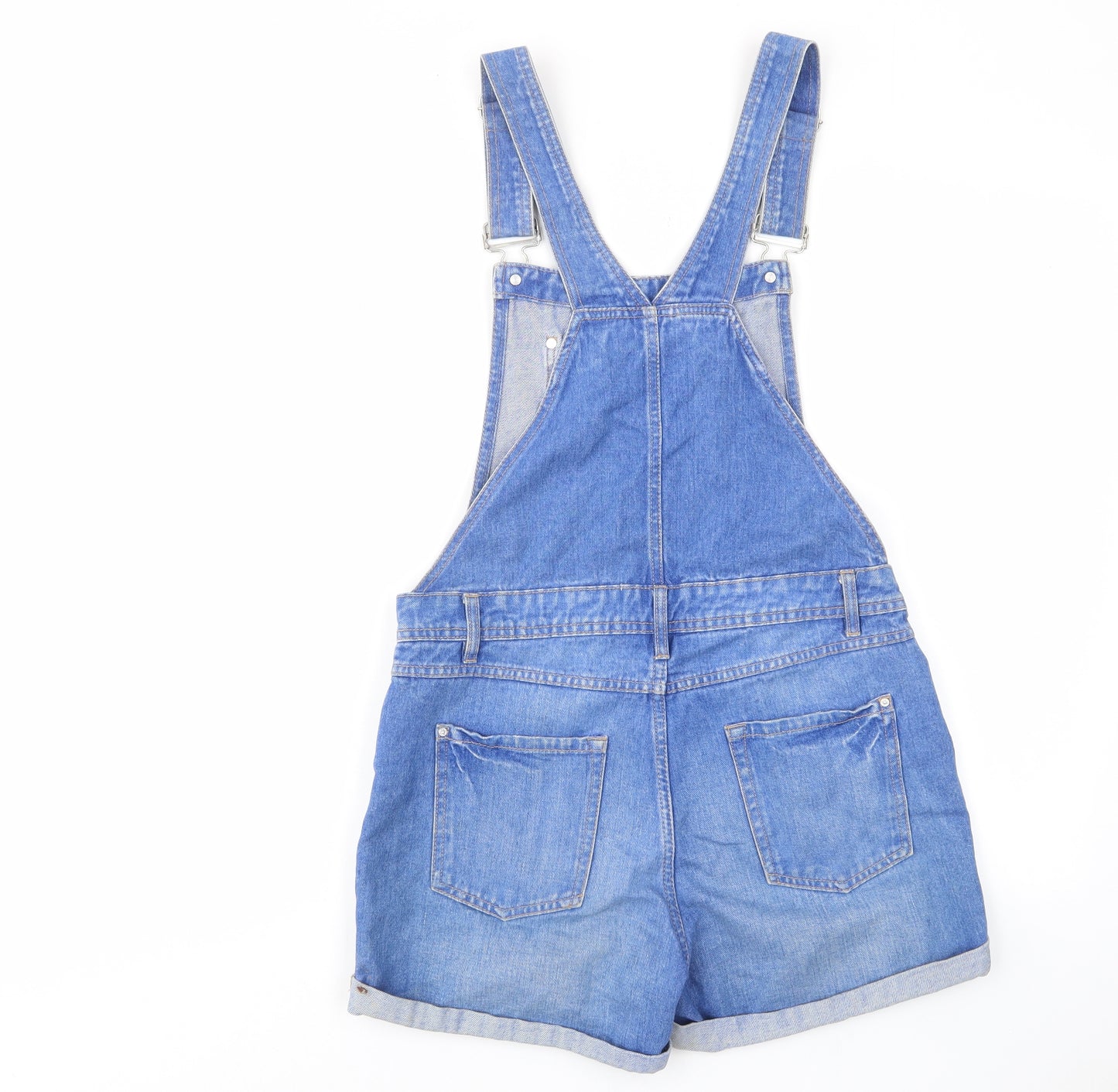 New Look Girls Blue Cotton Dungaree One-Piece Size 13 Years L3 in Button - Pockets, Belt Loops, Buttons