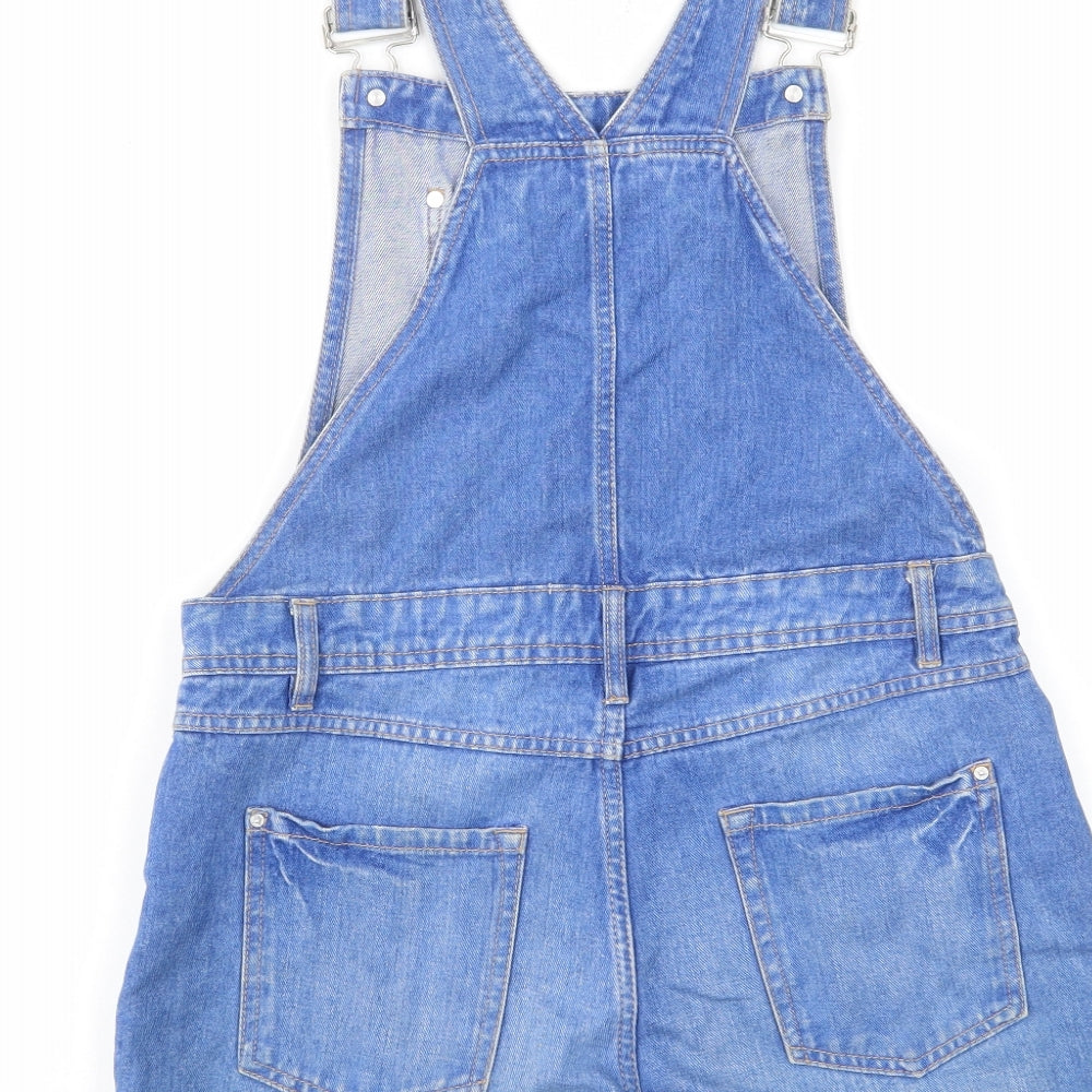 New Look Girls Blue Cotton Dungaree One-Piece Size 13 Years L3 in Button - Pockets, Belt Loops, Buttons