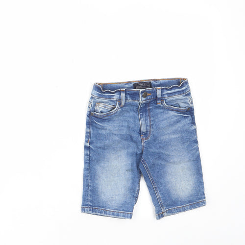 NEXT Boys Blue Cotton Bermuda Shorts Size 6 Years Regular Zip - Pockets, Belt Loops