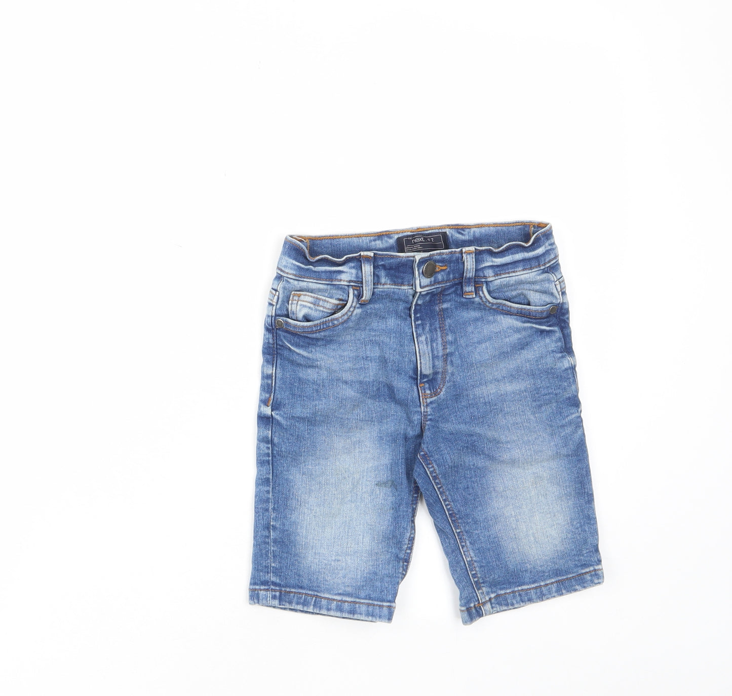 NEXT Boys Blue Cotton Bermuda Shorts Size 6 Years Regular Zip - Pockets, Belt Loops