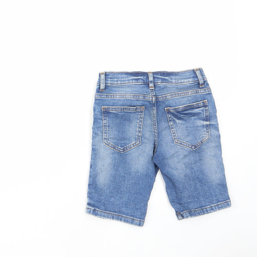 NEXT Boys Blue Cotton Bermuda Shorts Size 6 Years Regular Zip - Pockets, Belt Loops