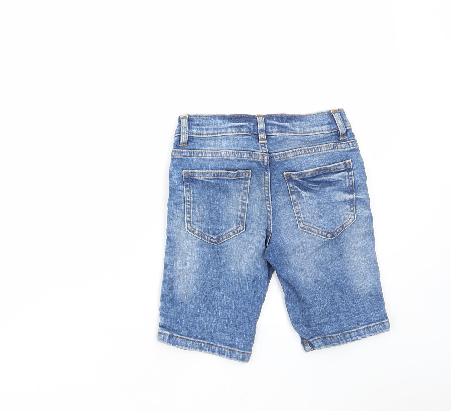 NEXT Boys Blue Cotton Bermuda Shorts Size 6 Years Regular Zip - Pockets, Belt Loops