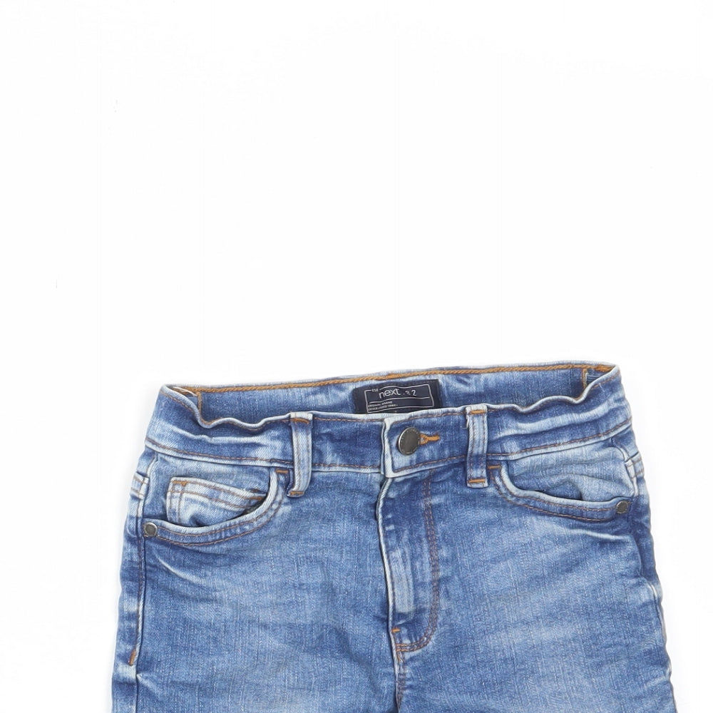 NEXT Boys Blue Cotton Bermuda Shorts Size 6 Years Regular Zip - Pockets, Belt Loops