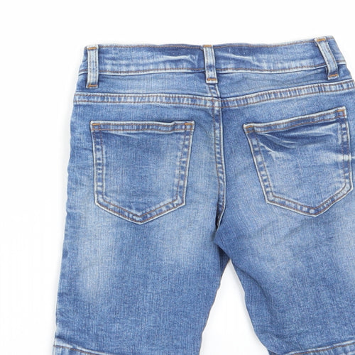 NEXT Boys Blue Cotton Bermuda Shorts Size 6 Years Regular Zip - Pockets, Belt Loops