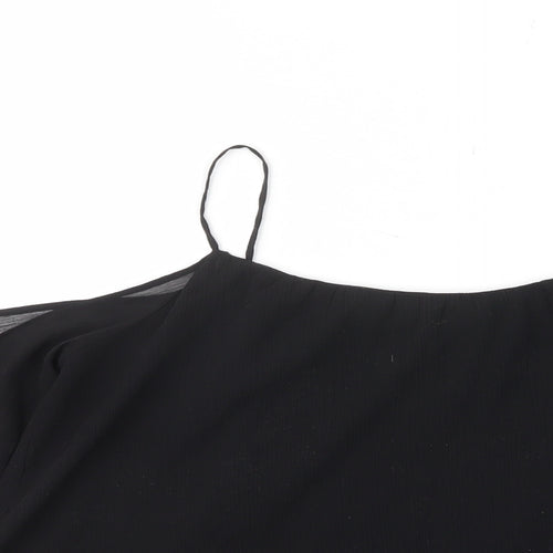 Lush Womens Black Polyester Basic T-Shirt Size S Scoop Neck - Lined, Off shouder