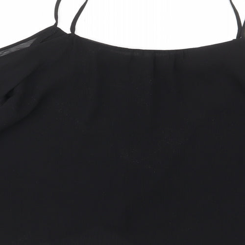 Lush Womens Black Polyester Basic T-Shirt Size S Scoop Neck - Lined, Off shouder