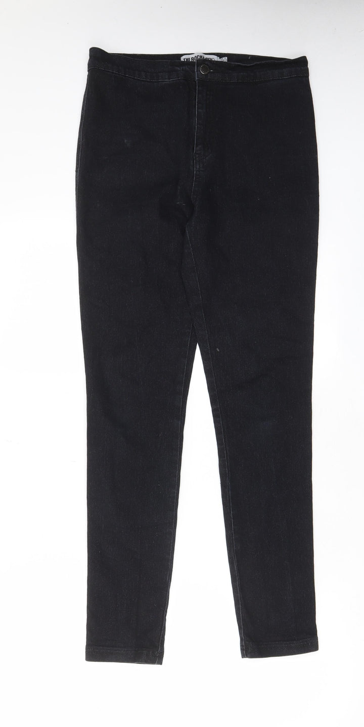 The Rockin Rev Womens Black Cotton Skinny Jeans Size 14 L29 in Regular Zip