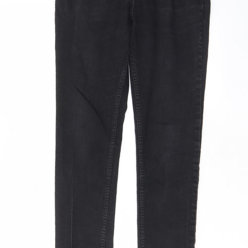 H&M Girls Black Cotton Skinny Jeans Size 13-14 Years L27 in Regular Zip - Pockets, Belt Loops