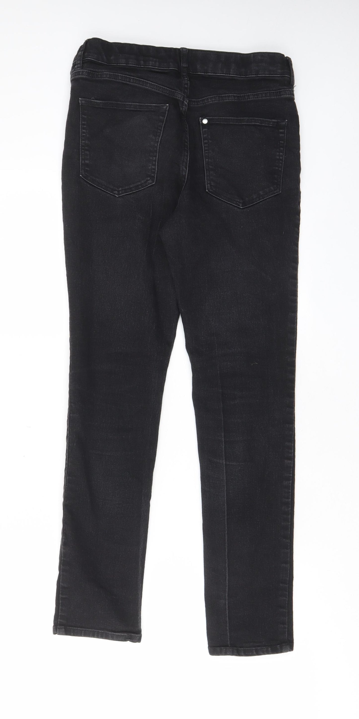 H&M Girls Black Cotton Skinny Jeans Size 13-14 Years L27 in Regular Zip - Pockets, Belt Loops