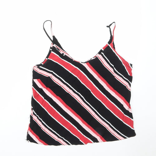 New Look Womens Red Striped Viscose Camisole Tank Size 14 V-Neck