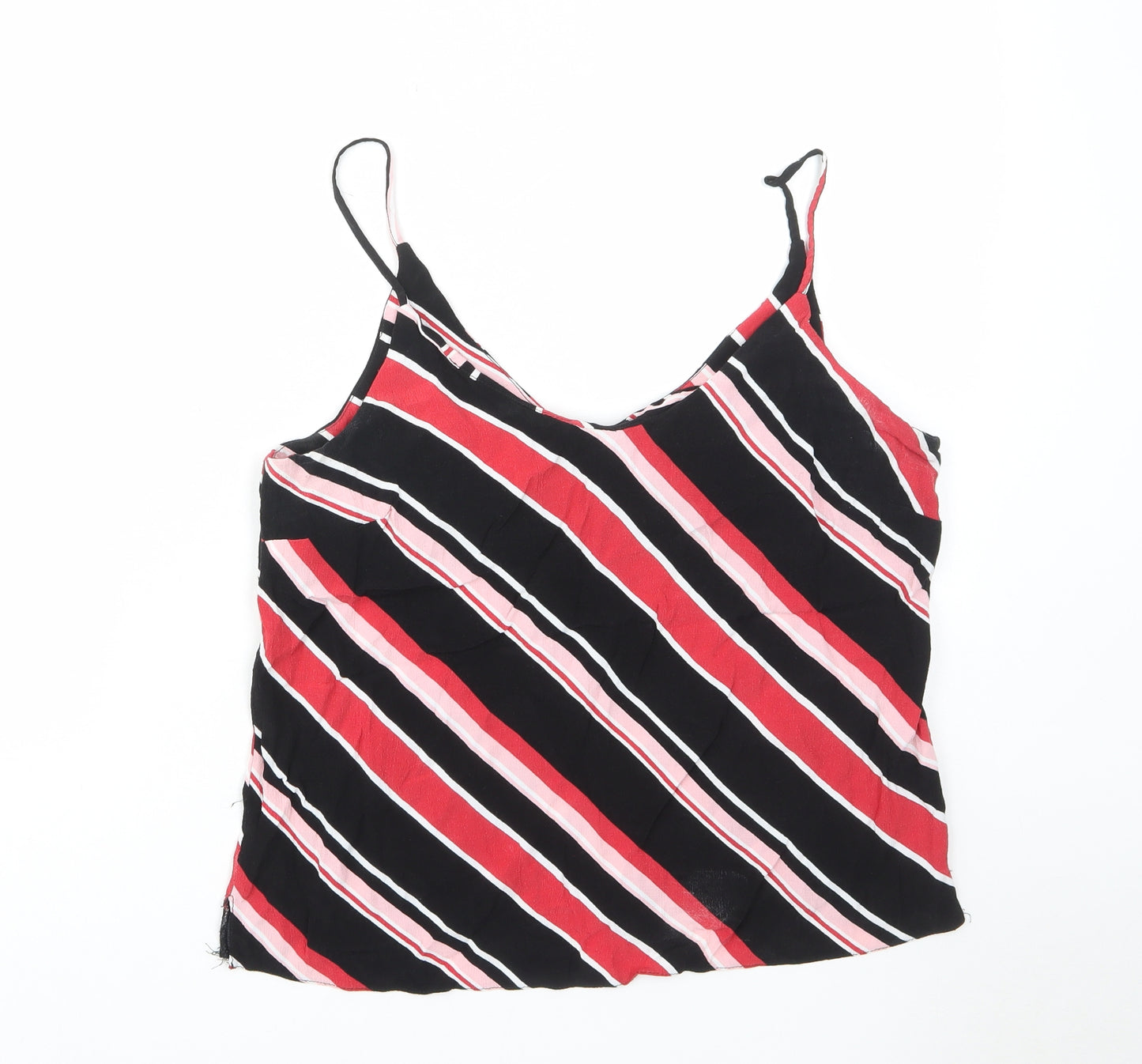 New Look Womens Red Striped Viscose Camisole Tank Size 14 V-Neck