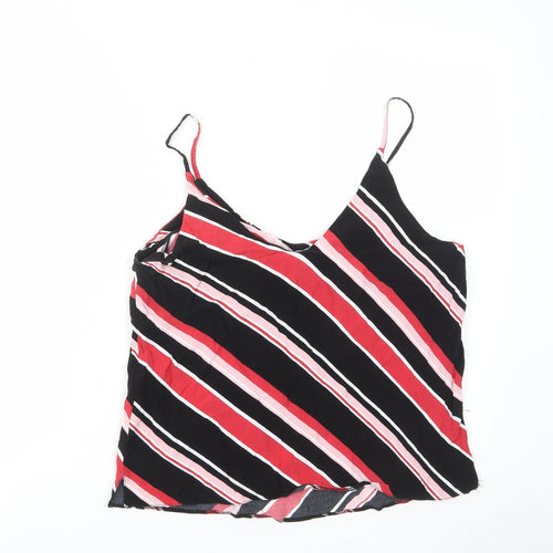 New Look Womens Red Striped Viscose Camisole Tank Size 14 V-Neck