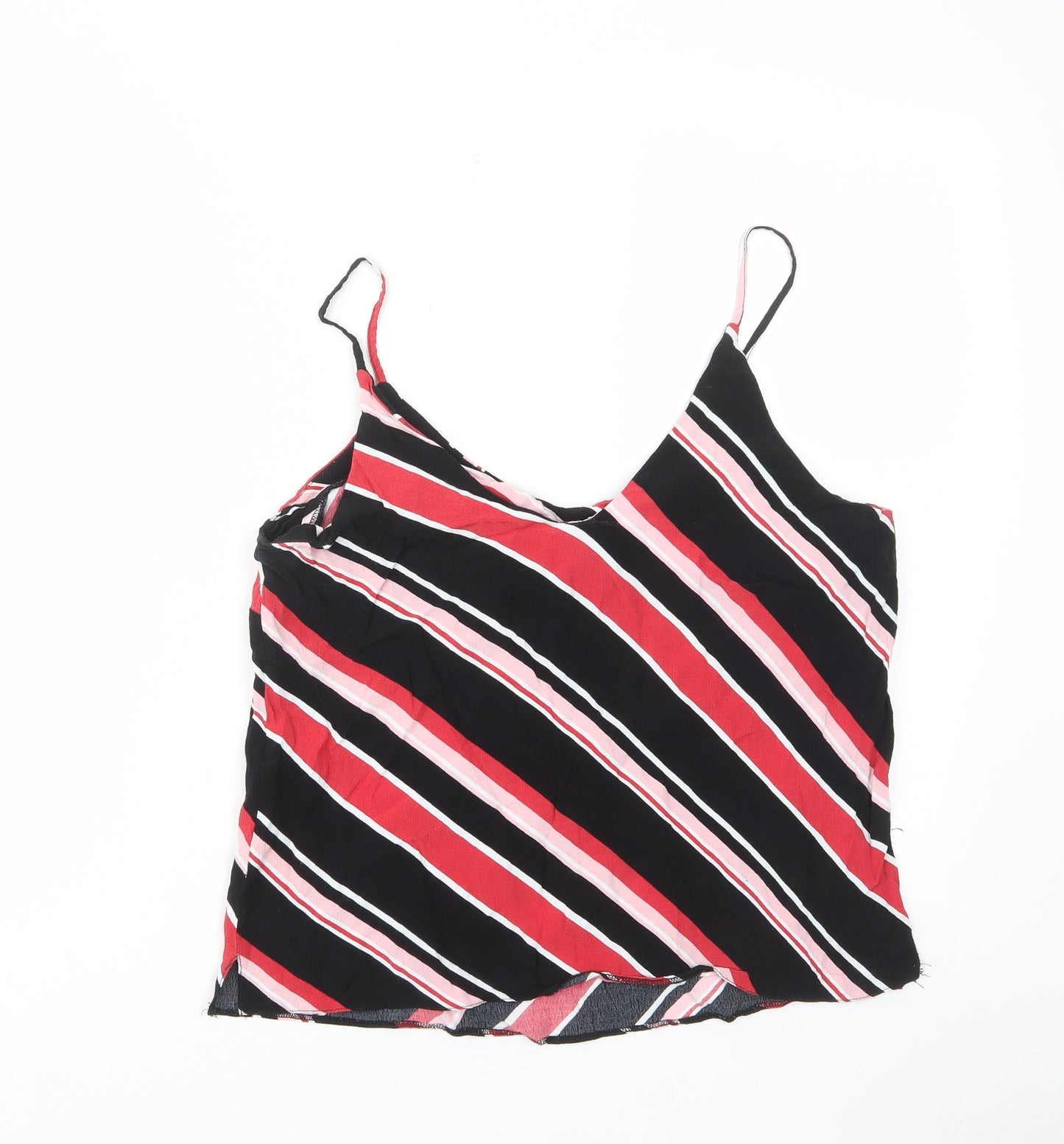 New Look Womens Red Striped Viscose Camisole Tank Size 14 V-Neck
