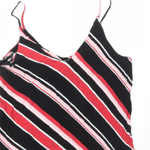 New Look Womens Red Striped Viscose Camisole Tank Size 14 V-Neck