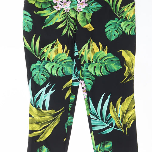 Carolina Belle Womens Black Geometric Polyester Trousers Size 10 L27 in Regular - Pockets, Pleated Front