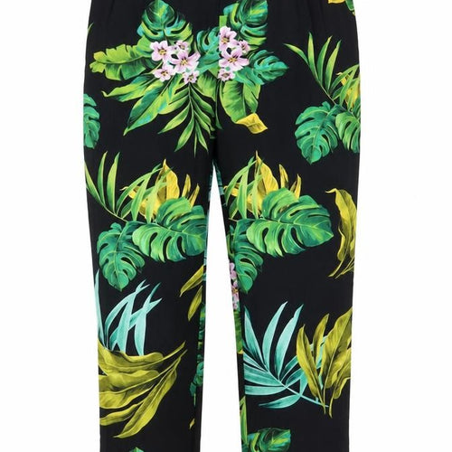 Carolina Belle Womens Black Geometric Polyester Trousers Size 10 L27 in Regular - Pockets, Pleated Front