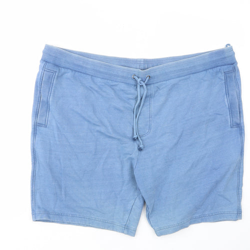 MARKS AND Mens Blue Cotton Sweat Shorts Size 3XL L10 in Regular Drawstring - Pockets