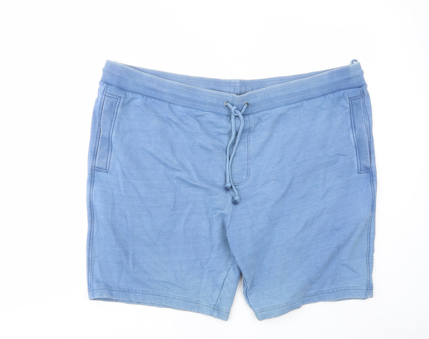 MARKS AND Mens Blue Cotton Sweat Shorts Size 3XL L10 in Regular Drawstring - Pockets