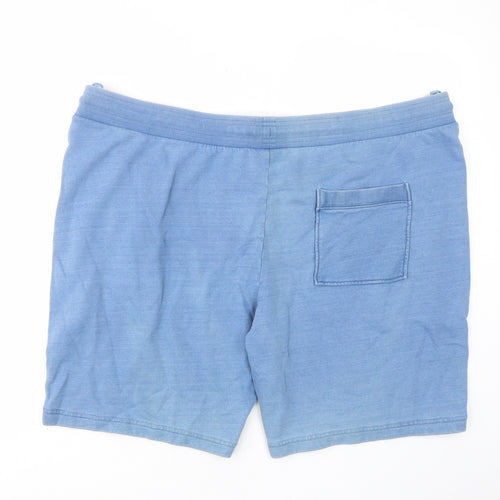 MARKS AND Mens Blue Cotton Sweat Shorts Size 3XL L10 in Regular Drawstring - Pockets