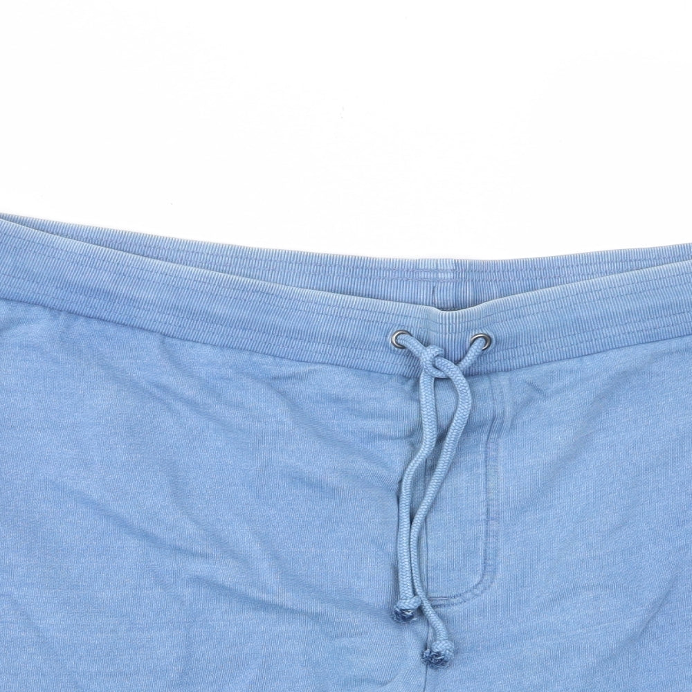 MARKS AND Mens Blue Cotton Sweat Shorts Size 3XL L10 in Regular Drawstring - Pockets