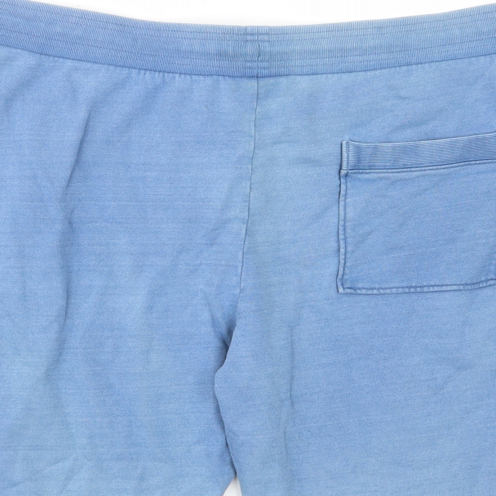 MARKS AND Mens Blue Cotton Sweat Shorts Size 3XL L10 in Regular Drawstring - Pockets