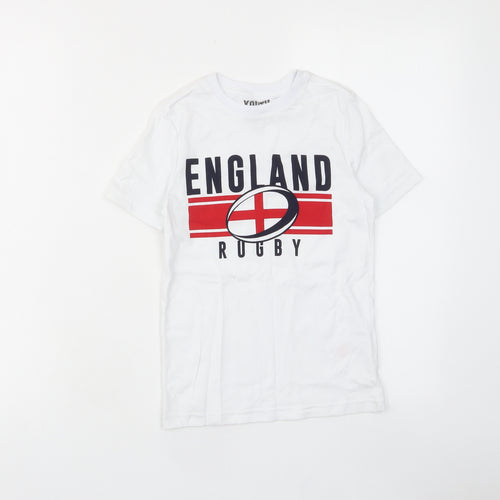 England Rugby Boys White Cotton Basic T-Shirt Size 5-6 Years Crew Neck Pullover