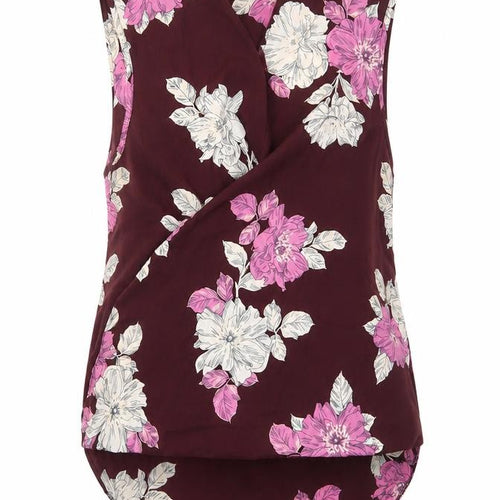 Debenhams Womens Purple Floral Polyester Basic T-Shirt Size 10 V-Neck - Glitter