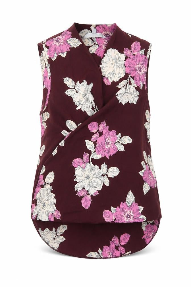 Debenhams Womens Purple Floral Polyester Basic T-Shirt Size 10 V-Neck - Glitter