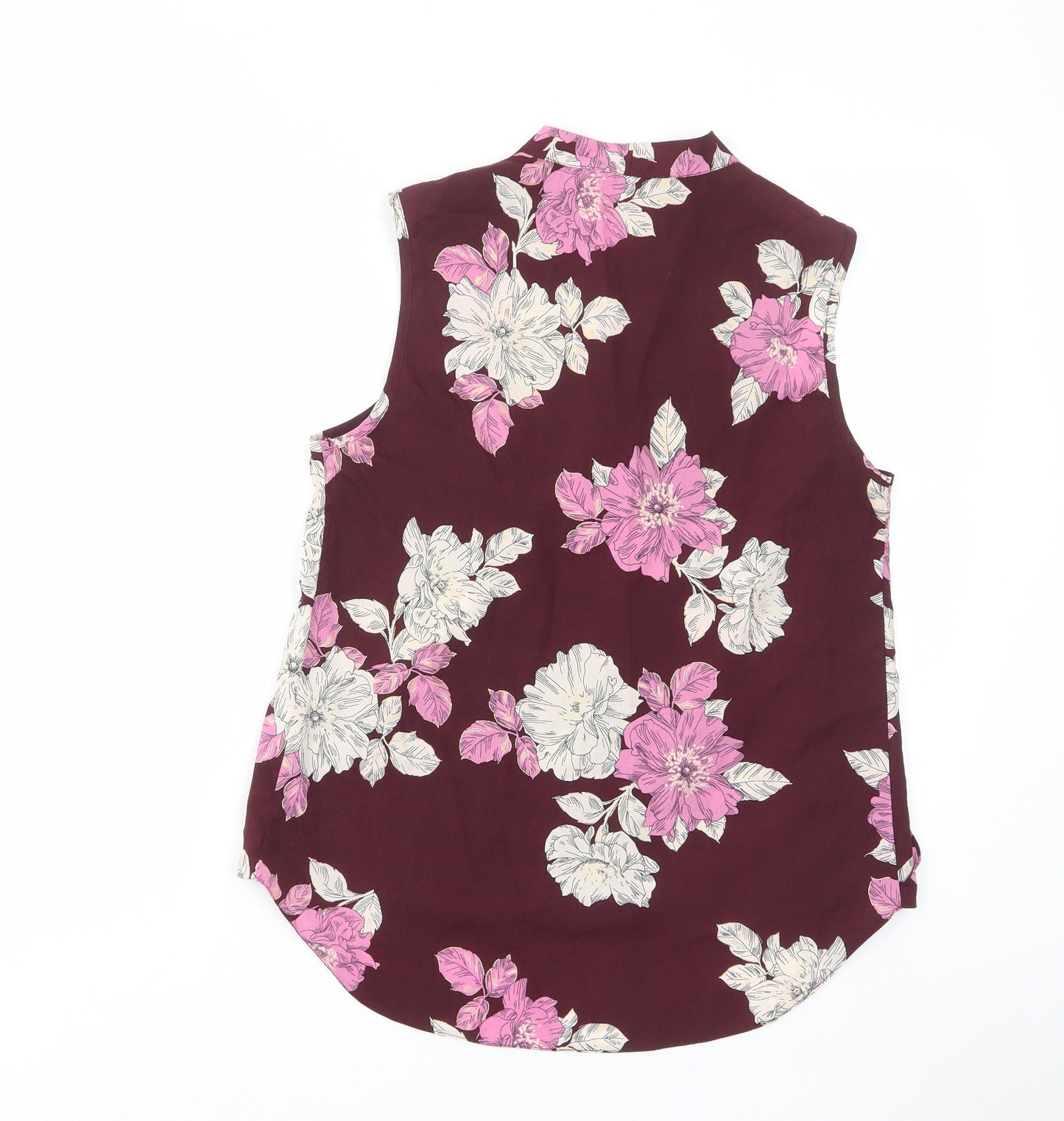 Debenhams Womens Purple Floral Polyester Basic T-Shirt Size 10 V-Neck - Glitter