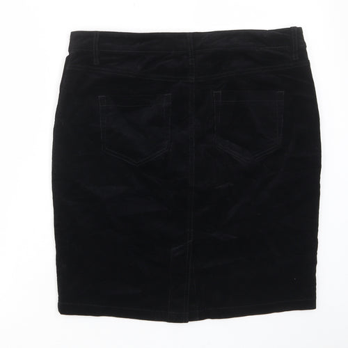 NEXT Womens Black Cotton A-Line Skirt Size 14 Zip - Pockets, Belt Loops, Zips