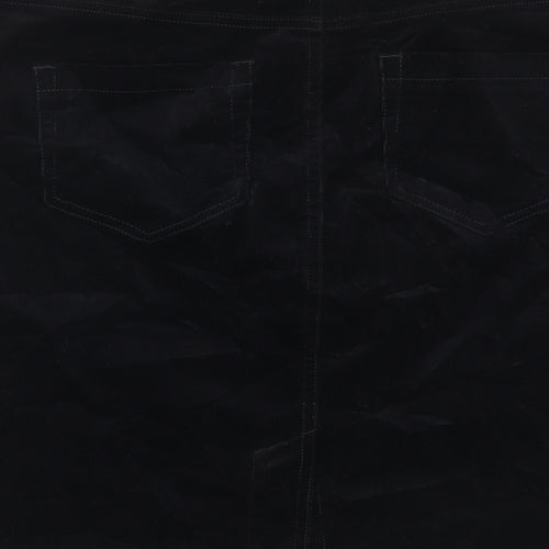 NEXT Womens Black Cotton A-Line Skirt Size 14 Zip - Pockets, Belt Loops, Zips