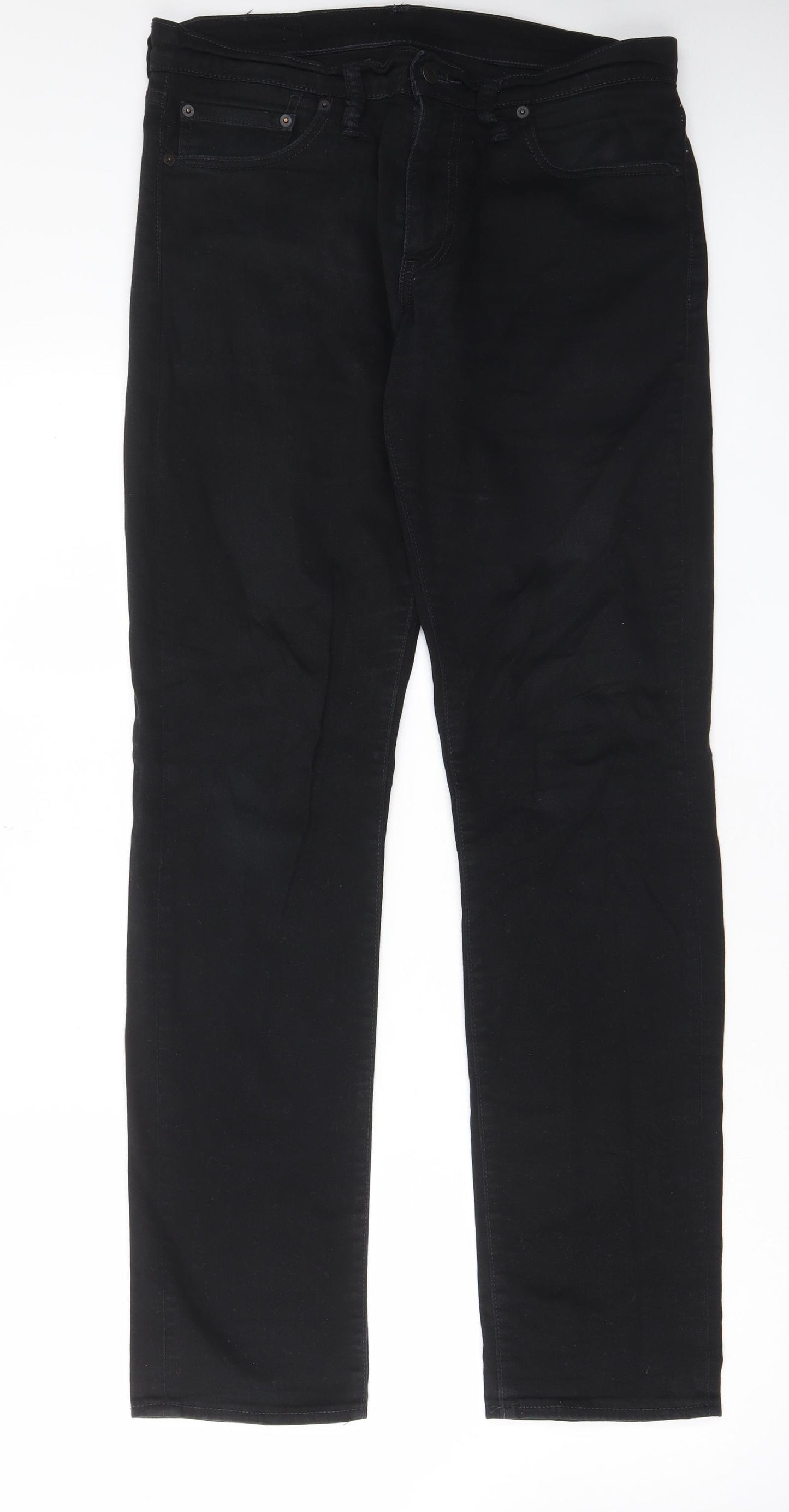 Levi's Mens Black Cotton Straight Jeans Size 33 in L32 in Regular Zip - Pockets, Belt Loops