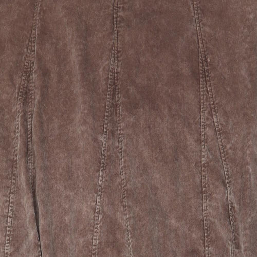 Per Una Womens Brown Cotton A-Line Skirt Size 18 Zip - Pleated