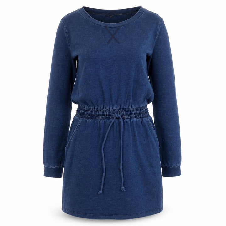 Forever 21 Womens Blue Cotton A-Line Size M Crew Neck Pullover - Elastic waist, Pockets