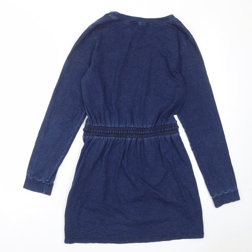FOREVER 21 Womens Blue Cotton A-Line Size M Crew Neck Pullover - Elastic waist, Pockets