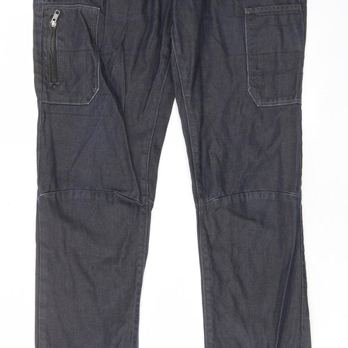 Burton Mens Blue Cotton Straight Jeans Size 36 in L31 in Regular Zip - Pockets, Belt Loops, Buckle, Zips