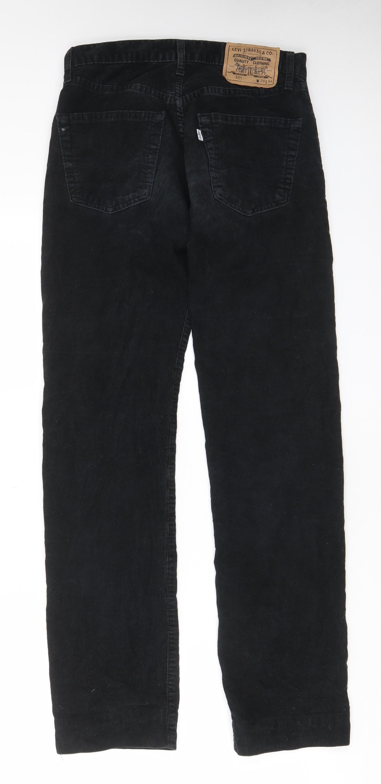 Levi's Mens Black Cotton Trousers Size 28 in L31 in Regular Zip - Pockets, Belt Loops, Logo