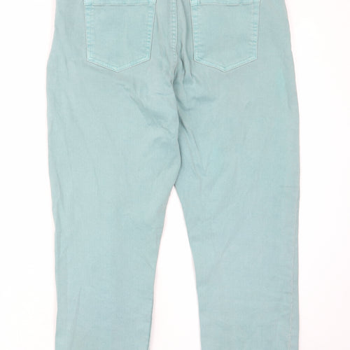 NEXT Womens Green Cotton Cropped Jeans Size 14 L24 in Slim Zip - Pockets, Belt Loops
