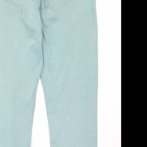 NEXT Womens Green Cotton Cropped Jeans Size 14 L24 in Slim Zip - Pockets, Belt Loops
