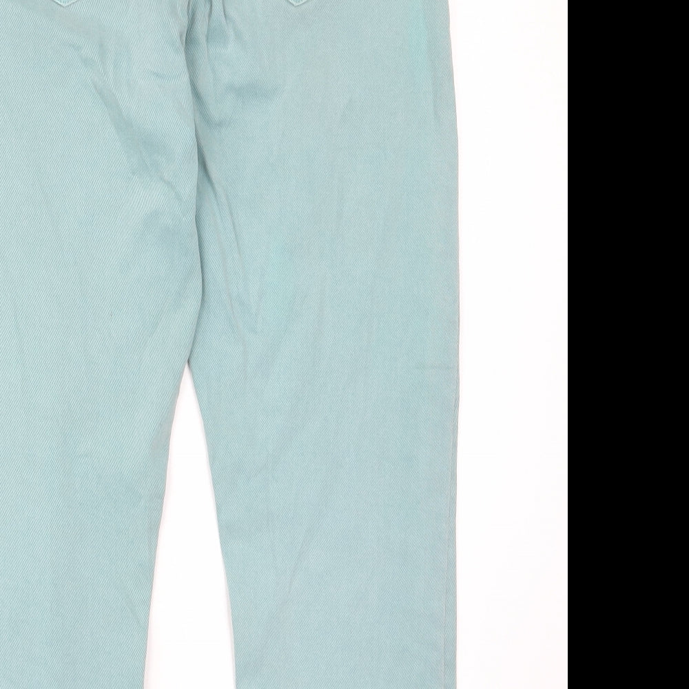 NEXT Womens Green Cotton Cropped Jeans Size 14 L24 in Slim Zip - Pockets, Belt Loops