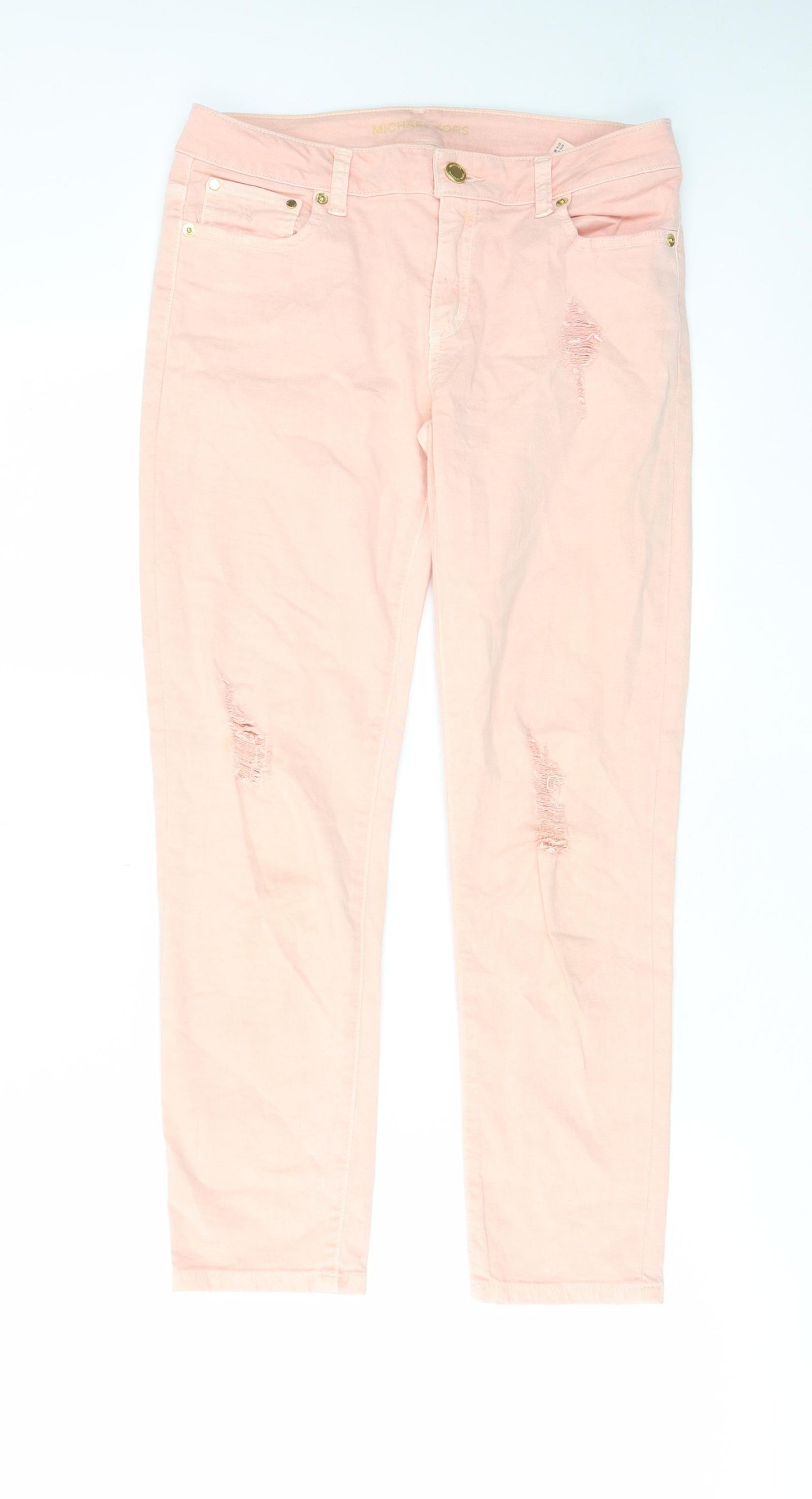 Michael Kors Womens Pink Cotton Skinny Jeans Size 30 in L25 in Regular Zip - Pockets, Belt Loops