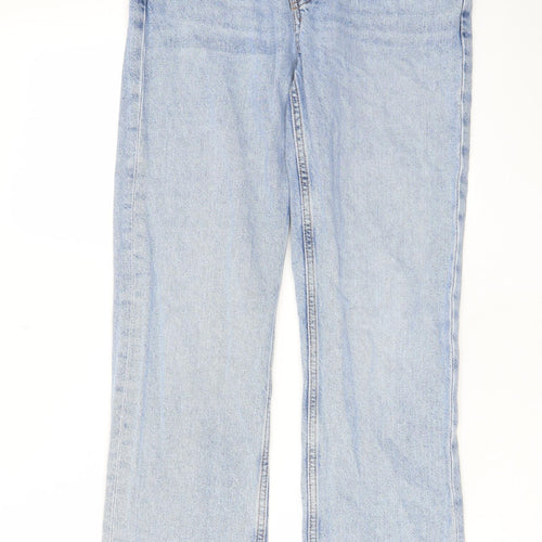 Denim & Co. Womens Blue Cotton Straight Jeans Size 10 L30 in Regular Button - Split hems, Pockets