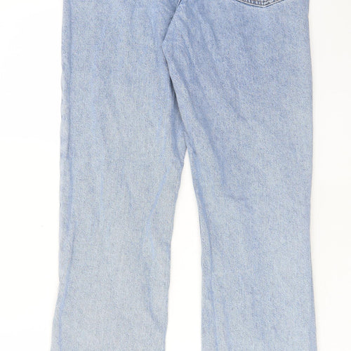 Denim & Co. Womens Blue Cotton Straight Jeans Size 10 L30 in Regular Button - Split hems, Pockets